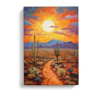 Desert Impressionism Art No.2 Canvas Print | Gallery Wrapped 30mm Frame Wall Art | 30x20 inches | Ready to Hang | Impressionist Landscape Picture | Living Room Bedroom Lounge Office