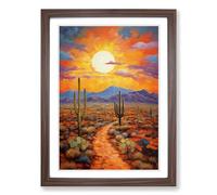 Desert Impressionism No.2 Framed Print | A2 Walnut Framed Wall Art | Ready to Hang | Impressionist Landscape Picture | Living Room Bedroom Lounge Office