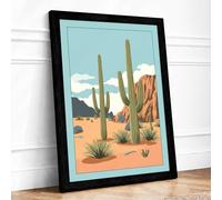 Desert in Bloom Minimalist Framed Wall Art Print A2 (59.4×42cm) Black, Wall Decor for Living Room, Bedroom, Office & Home, Ready to Hang, Art Gift