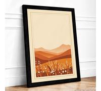 Desert in Spring Bloom Minimalist Framed Wall Art Print A4 (29.7×21cm) Black, Wall Decor for Living Room, Bedroom, Office & Home, Ready to Hang, Art Gift