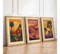 Desert Journeys Vintage Set of 3 Framed Wall Art Prints A2 (59.4×42cm)