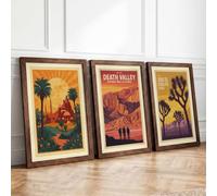 Desert Journeys Vintage Set of 3 Framed Wall Art Prints A2 (59.4×42cm)