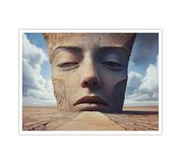 Desert Landscape Canvas Wall Art Print Surreal Artwork Large Posters Painting Abstract Face Close-Up Mural for Living Room Home Decor 50x60cm Frameless