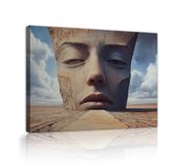 Desert Landscape Canvas Wall Art Print Surreal Artwork Large Posters Painting Abstract Face Close-Up Mural for Living Room Home Decor 65x80cm Innerframe