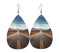 Desert Landscape Highway Earrings for Women Teardrop Dangle Earrings Boho Lightweight Unique Leather Earrings Fashion Pendant for Birthday Gift Fashion Jewelry