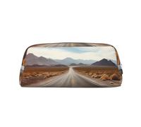 Desert Landscape Highway Makeup Bag for Women Men Travel Toiletry Bag Aesthetic Purse Pouch Large Pencil Case