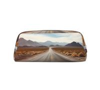 Desert Landscape Highway Makeup Bag for Women Men Travel Toiletry Bag Aesthetic Purse Pouch Large Pencil Case
