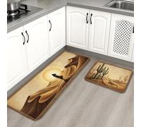 Desert Landscape Kitchen Mats for Floor, Nature Inspired Rustic Soft Mats, Year-Round Cushioned Comfort Washable Decor Rugs for Kitchen Sinks Laundryroom Bathroom 2pcs