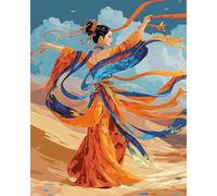 Desert Landscape Latch Hook Rug Kits for Adults Beginners,A Dancing Girl,DIY with Printed Canvas Crochet Yarn Handmade Embroidery Crafts Crochet for Home Decoration,90x120cm