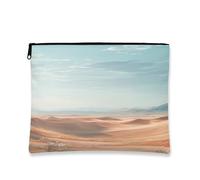 Desert Landscape Makeup Bag, Artistic Scenic Cosmetic Pouch for Travel, Portable Canvas Zipper Organizer, Summer Skincare Toiletry Bag 7x9 Inch