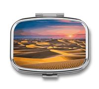 Desert Landscape Pill Case Travel Portable Pocket Pill Box 2 Compartment Medicine Case Large Capacity Daily Pill Cases Vitamin Organizer Medicine Organizer Small Pill Box