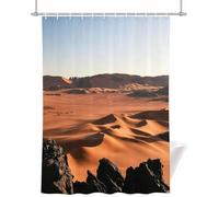 Desert Landscape Short Shower Curtain Natural 180x150 cm (150cm Drop) - Mould Resistant & Waterproof Polyester Fabric with Hooks, Washable for Bathroom Wet Room A-1372