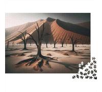 Desert Landscape with Dead Trees 1000-Piece Adult Jigsaw Puzzle, 52x38cm/1000pcs, A Relaxed Project for Colder Days; White Cardboard for Simple Sorting