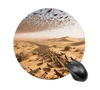 Desert Locust Swarm Round Mouse Pads Non-Slip Rubber Base Mouse Mat Cute Mousepad Funny Computer Desk Accessories for Office Home Gaming Work 7.8 X7.8 Inch