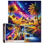 Desert Mirage Landscape Jigsaw Puzzle,Desert Camel Rainbow Stream 1000 Pieces Jigsaw Puzzles for Adults,27 x 20 Inches Puzzles for Families,HD Quality Stained Puzzle Gift,Perfect for Game Nights