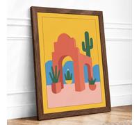 Desert Mission Southwestern Framed Wall Art Print A4 (29.7×21cm) Walnut, Wall Decor for Living Room, Bedroom, Office & Home, Ready to Hang, Art Gift