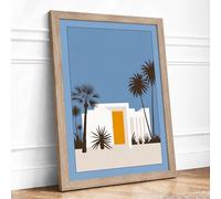 Desert Modern Architecture Minimalist Framed Wall Art Print A3 (42×29.7cm) Oak, Wall Decor for Living Room, Bedroom, Office & Home, Ready to Hang, Art Gift