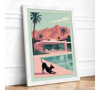 Desert Modern Retreat Mid-Century Framed Wall Art Print A3 (42×29.7cm) White, Wall Decor for Living Room, Bedroom, Office & Home, Ready to Hang, Art Gift