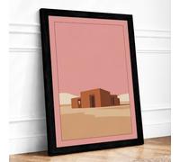 Desert Modernism Minimalist Framed Wall Art Print A2 Black