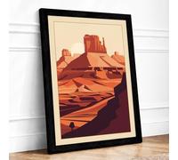 Desert Monument Minimalist Framed Wall Art Print A4 Black | Ready to Hang, Premium Gi Paper, Fade-Resistant Inks, Securely Packaged, UK Made