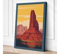Desert Monument Retro Canvas Wall Art Print 24x16 Inch (61 x 41 cm)
