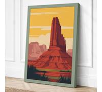 Desert Monument Retro Canvas Wall Art Print 24x16 Inch (61 x 41 cm)