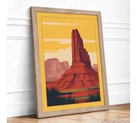 Desert Monument Retro Framed Wall Art Print A1 (84.1×59.4cm) Oak, Wall Decor for Living Room, Bedroom, Office & Home, Ready to Hang, Art Gift
