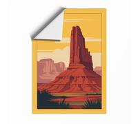 Desert Monument Retro Unframed Wall Art Print A4 (29.7×21cm), Wall Decor for Living Room, Bedroom, Office & Home, Art Gift