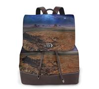 Desert Monument Valley Landscape Print Women Backpack Waterproof Anti-Theft Lightweight Pu Fashion Leather Nylon School Shoulder Bag Travel Backpack