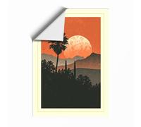 Desert Moon Rising Boho Unframed Wall Art Print A1 (84.1×59.4cm), Wall Decor for Living Room, Bedroom, Office & Home, Art Gift