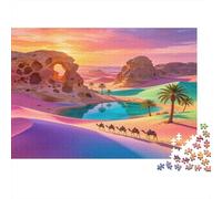 Desert Oasis Camel Caravan 1000 Piece Jigsaw Puzzle Paper for Adults Scenic Sand Landscape Relaxation Family Activity Focus Gift 70x50cm/1000pcs