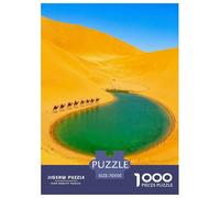Desert Oasis & Camels 1000 Piece Jigsaw Puzzles Impossible Hard Challenge Modern Paisaje for Family Activity Game Creativity & Gift Giving for Women Men 70x50cm/1000pcs
