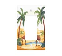 Desert Oasis LLamas Decorative Switch Cover 1 Gang Single Rocker, Anime Cartoon Camel Switchcover Wall Plate, Summer Western Palm Electrical Faceplate for Bedroom Living Room Decor