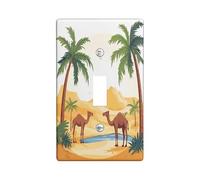 Desert Oasis LLamas Decorative Switch Cover 1 Gang Single Toggle, Anime Cartoon Camel Switchcover Wall Plate, Summer Western Palm Electrical Faceplate for Bedroom Living Room Decor
