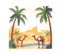 Desert Oasis LLamas Decorative Switch Cover 2 Gang Double Toggle, Anime Cartoon Camel Switchcover Wall Plate, Summer Western Palm Electrical Faceplate for Bedroom Living Room Decor
