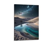 Desert Oasis Night Wall Art, Mystical Print, Nature Poster, Magical Canvas Picture Poster Decorative Painting Canvas Wall Posters And Art Picture Print Modern Family Bedroom Decor Posters 20x30inch(50