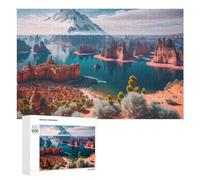 Desert Oasis with Snow-Capped Mountain Themed Wooden Jigsaw Puzzle for Adults, 1000 PCS
