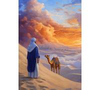 Desert Paint by Numbers Kits for Adults, Camel Painting by Number Kits On Canvas, DIY Canvas Oil Painting Kit for Adult, Arts and Crafts Kit Acrylic Pigment, for Gifts Home Wall Decor 20x30 cm X-6872