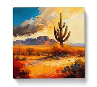 Desert Palette Knife Painting No.1 Canvas Print | Gallery Wrapped 30mm Frame Wall Art | 20x20 inches | Ready to Hang | Modern Landscape Picture | Living Room Bedroom Lounge Office