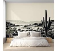 Desert Photo Wallpaper, Cactus Nature Desert Scenery Wallpaper Mural, 390x260cm Wall Paper for Bedroom Living Room, Non-Woven Wall Mural Room Decor EL&D67