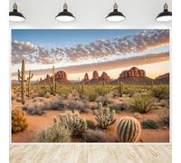 Desert Photography Backdrop Blue Sky Cloud View Sparse Shrub Cactus Rock Background Natural Scenery Banner Portraits Party Decor 120X80cm