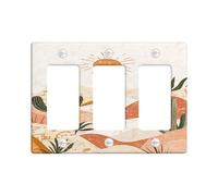 Desert Plants Light Switch Cover Plates/Outlet Covers, Warm Beige and Terracotta Wall Accents, Thermoplastic Wall Plates, Standard Size 3 Gang Wall Plate