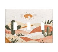 Desert Plants Light Switch Cover Plates/Outlet Covers, Warm Beige and Terracotta Wall Accents, Thermoplastic Wall Plates, Standard Size Triple Toggle