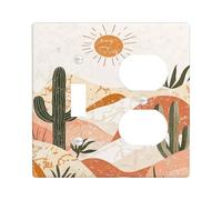 Desert Plants Light Switch Cover Plates/Outlet Covers, Warm Beige and Terracotta Wall Accents, Thermoplastic Wall Plates, Standard Size Toggle Duplex