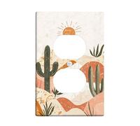 Desert Plants Light Switch Cover Plates/Outlet Covers, Warm Beige and Terracotta Wall Accents, Thermoplastic Wall Plates, Standard Size Single Duplex Outlet