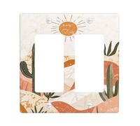 Desert Plants Light Switch Cover Plates/Outlet Covers, Warm Beige and Terracotta Wall Accents, Thermoplastic Wall Plates, Standard Size Double Rocker