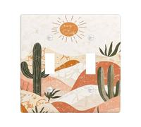 Desert Plants Light Switch Cover Plates/Outlet Covers, Warm Beige and Terracotta Wall Accents, Thermoplastic Wall Plates, Standard Size Double Toggle