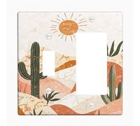 Desert Plants Light Switch Cover Plates/Outlet Covers, Warm Beige and Terracotta Wall Accents, Thermoplastic Wall Plates, Standard Size Toggle Rocker