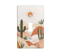 Desert Plants Light Switch Cover Plates/Outlet Covers, Warm Beige and Terracotta Wall Accents, Thermoplastic Wall Plates, Standard Size Single Toggle