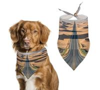 Desert Road Dog Bandana Adjustable Pet Scarf Soft Washable Polyester Triangle Bib Lightweight Breathable Pet Bib for Dogs Cats Puppies Suitable for Holiday Birthday
